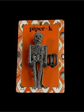 Piper K Crystal-Embellished Silver Skeleton Hair Clip